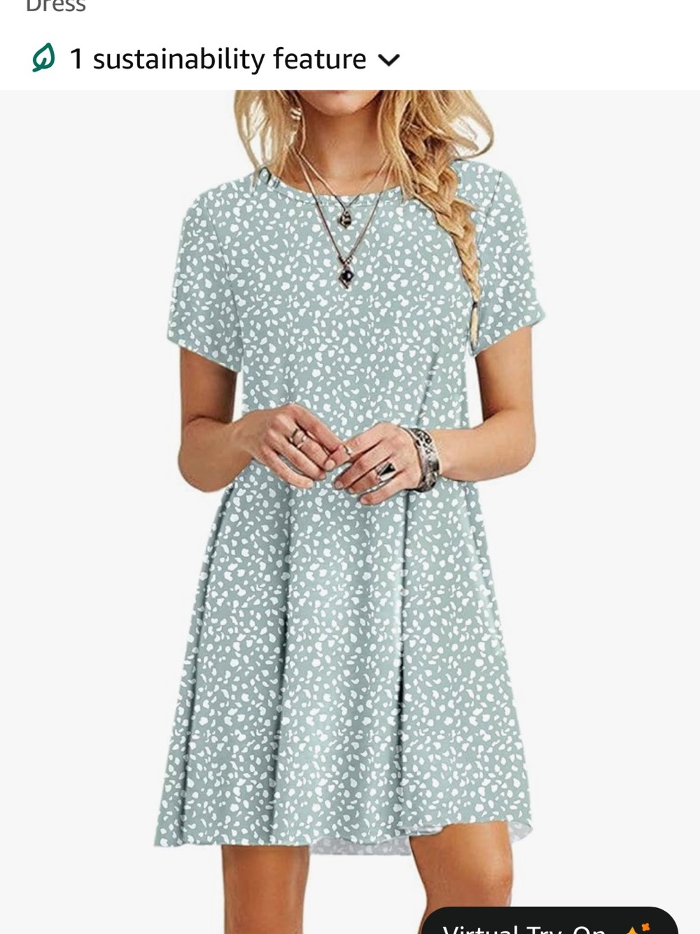 Short Sleeve Mint Green Mini Dress with White Dot Print